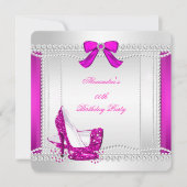 Glitter Glamor Hot Pink High Heels Party Kaart (Voorkant)