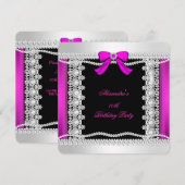 Glitter Glamor Hot Pink Pearls Black Kaart (Voorkant / Achterkant)