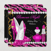Glitter Glamor Night Zebra Deep Pink Gold Black 2 Kaart (Voorkant / Achterkant)