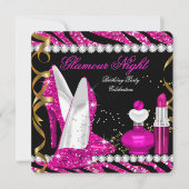 Glitter Glamor Night Zebra Deep Pink Gold Black 2 Kaart (Voorkant)