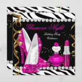 Glitter Glamor Night Zebra Deep Pink Gold Black Kaart (Voorkant / Achterkant)