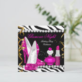 Glitter Glamor Night Zebra Deep Pink Gold Black Kaart (Staand voorkant)