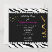 Glitter Glamor Night Zebra Deep Pink Gold Black Kaart (Achterkant)