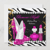 Glitter Glamor Night Zebra Deep Pink Gold Black Kaart (Voorkant)