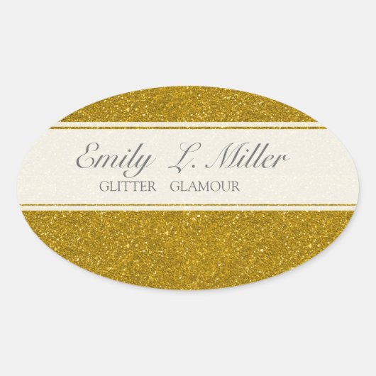 Glitter Glamor Ovale Sticker (Voorkant)
