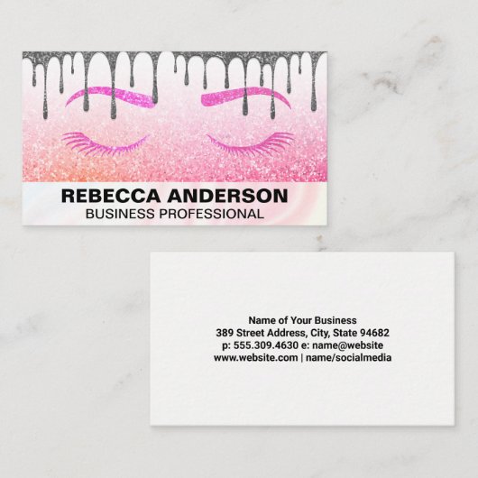 Glitter Glamour | Drip | Wimpers Afsprakenkaartje (Voorkant / Achterkant)