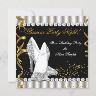 Glitter Glamour Feestnacht Zilver Goud Hoge Hak Kaart