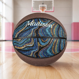 Glitter Glamour meisjesachtige marmeren kunst blau Basketbal