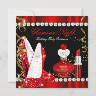 Glitter Glamour Nacht Rood Goud Zwart Feest Kaart