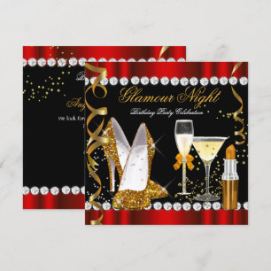 Glitter Glamour Nacht Rood Goud Zwart Feest Kaart