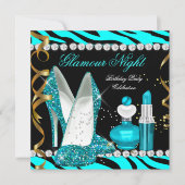 Glitter Glamour Night Blauwgroen Blue Gold Black Z Kaart (Voorkant)