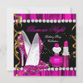 Glitter Glamour Night Deep Pink Gold Black 2 Kaart (Voorkant)