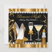 Glitter Glamour Night Gold Black Silver Party Kaart (Voorkant)