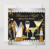 Glitter Glamour Night Gold Black Silver Party Kaart (Voorkant)