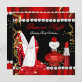 Glitter Glamour Night Red Gold Black Kaart (Voorkant / Achterkant)
