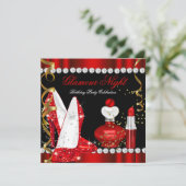 Glitter Glamour Night Red Gold Black Kaart (Staand voorkant)