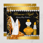 Glitter Glamour Night Yellow Gold Black Kaart (Voorkant / Achterkant)
