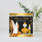 Glitter Glamour Night Yellow Gold Black Kaart (Staand voorkant)