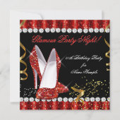 Glitter Glamour Party Night Red Gold Heels Kaart (Voorkant)