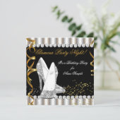 Glitter Glamour Party Night Silver Gold High Hiel Kaart (Staand voorkant)