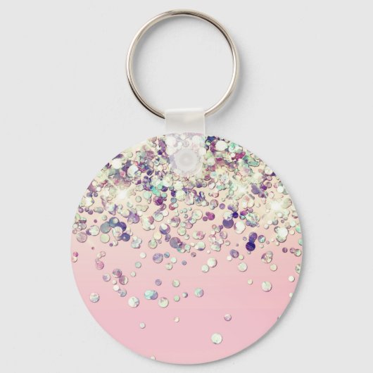 Glitter Glans Aangepaste Naam Blush Bruiloft Sleutelhanger (Achterkant)