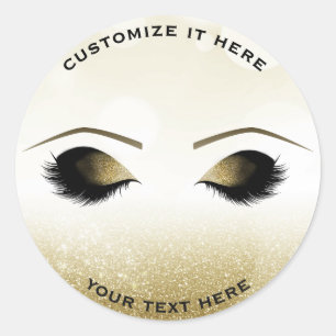 Glitter Glans Goud Make-up Wimpers Glam Douane Ronde Sticker