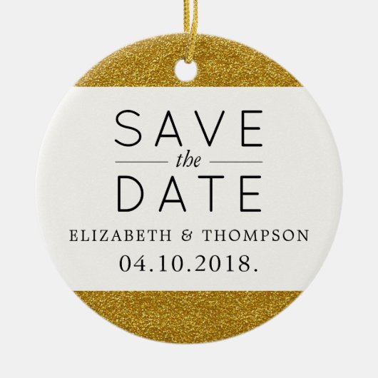 Glitter, glanzend glitter, bespaar de datum keramisch ornament (Voorkant)