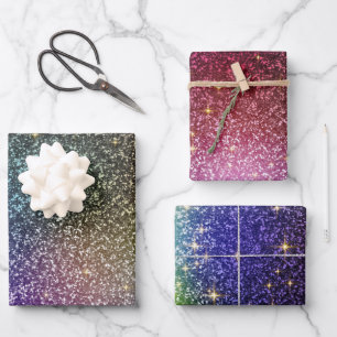 Glitter glanzend sterren regenboog paarse Christma Inpakpapier Vel