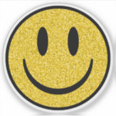 Glitter Glimlach Gezicht Op Maat Gesneden Vinyl St Sticker (Voorkant)