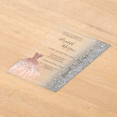 Glitter Glitter Dress Rose Gold Sweet 16 Acryl Uitnodigingen (Laagn)