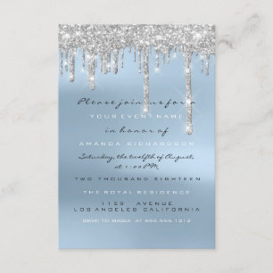 Glitter Glitter Drips Silver Blue Bridal Sweet 16t Kaart