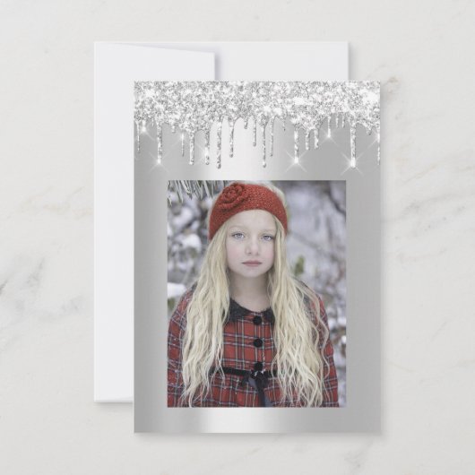 Glitter Glitter Drips Silver Bridal Sweet 16th Spa Kaart (Achterkant)