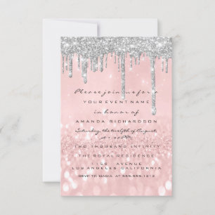 Glitter Glitter Drips Silver Roos Bridal Sweet 16t Kaart