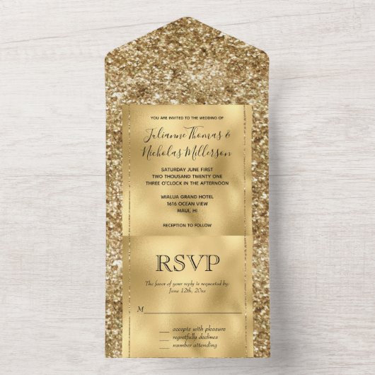 Glitter Glitter Glitter All In One Uitnodiging (Binnen)