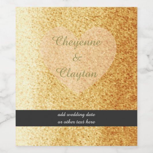 Glitter glitter met hart wijn etiket (Enkel label)