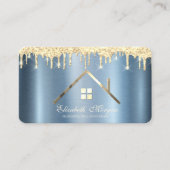 Glitter Glitter-schijven Real Estate Blue Metallic Visitekaartje (Voorkant)