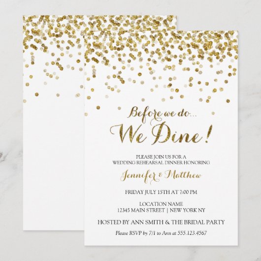 Glitter Glitter voor we een repetitief diner doen Kaart (Voorkant / Achterkant)