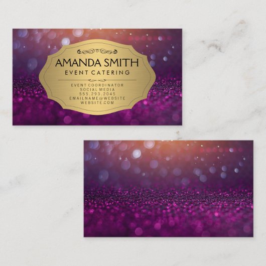 Glitter Glow Paars | Visitekaartje van metallisch  (Voorkant / Achterkant)