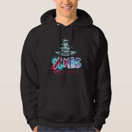 Glitter Glow Tree Blue en Red Xmas Typografie Hoodie