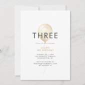 Glitter Gold 3rd Birthday Party van Girl Kaart (Voorkant)