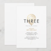 Glitter Gold 3rd Birthday Party van Girl Kaart (Voorkant / Achterkant)