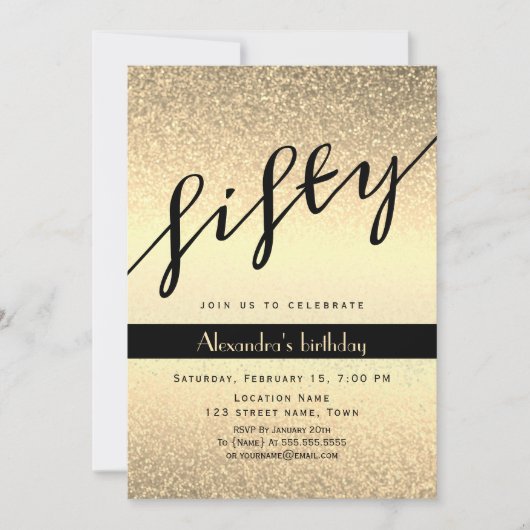 Glitter Gold 50e verjaardag Kaart (Voorkant)