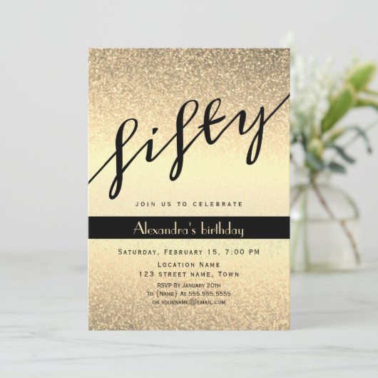 Glitter Gold 50e verjaardag Kaart (Staand voorkant)