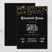 Glitter Gold 50th Birthday Invitation Kaart (Voorkant / Achterkant)