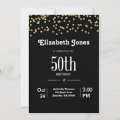 Glitter Gold 50th Birthday Invitation Kaart (Voorkant)