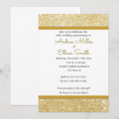 Glitter Gold 50th Wedding Jubileum Invitation Kaart (Voorkant / Achterkant)