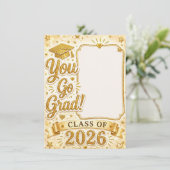 Glitter/Gold Afstudeeraankondiging 2026 Aankondiging (Staand voorkant)