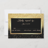Glitter Gold Afstudeerder Pet, Confetti Graduparty RSVP Kaartje (Achterkant)