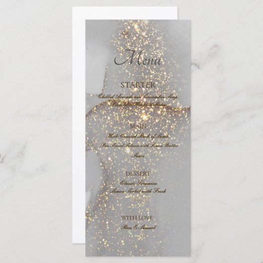 Glitter Gold Alcohol Ink Chic Flat Menu (Voorkant / Achterkant)