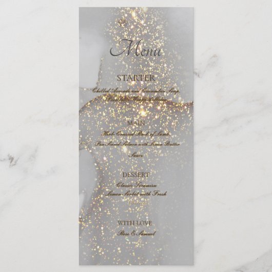 Glitter Gold Alcohol Ink Chic Flat Menu (Voorkant)